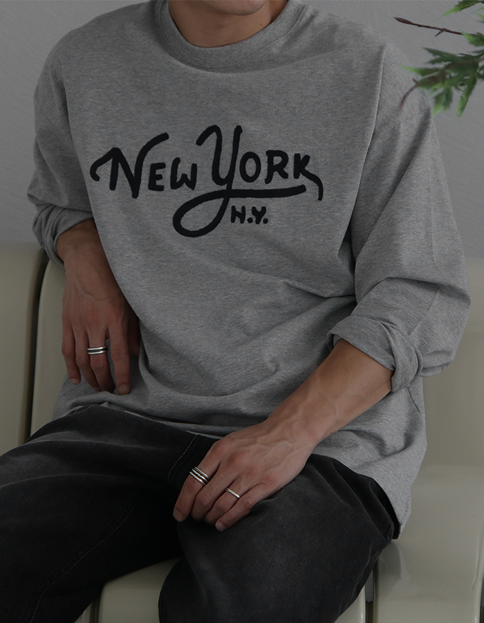 New york 핸들 자수 티셔츠 (6Color)